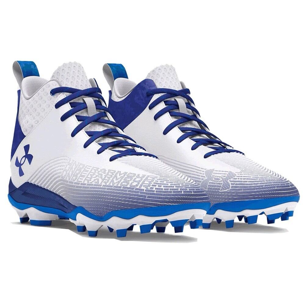 Under Armour Men's Hammer 2 MC Football Cleats in white and royal blue